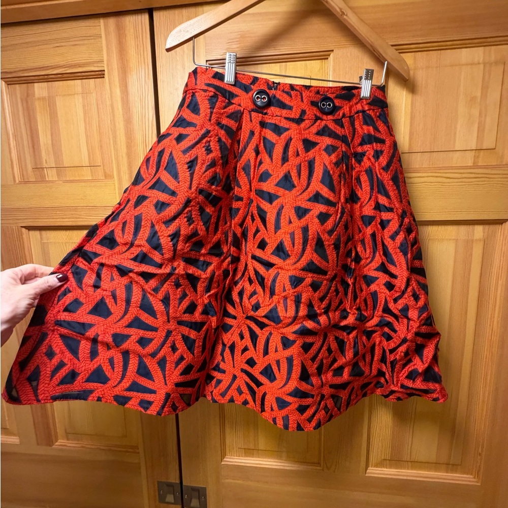 Eva Franco Vibrant Red and Black A-Line Skirt